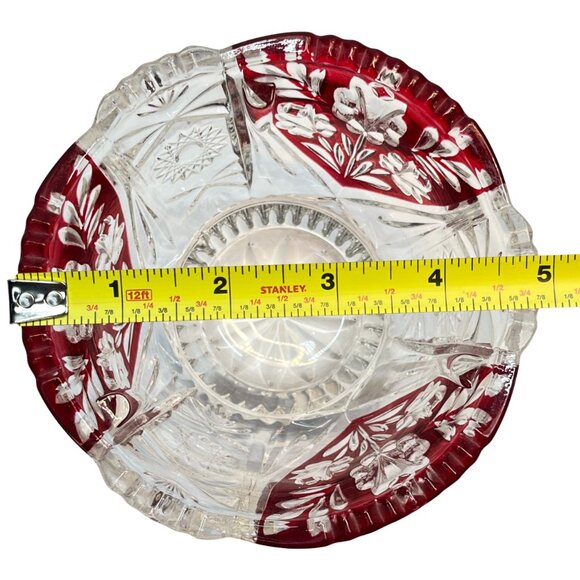Fifth Avenue Crystal Bowl Rosaline Ruby Red Floral 3.25" Tall 4.75" Wide Vintage - Picture 6 of 6
